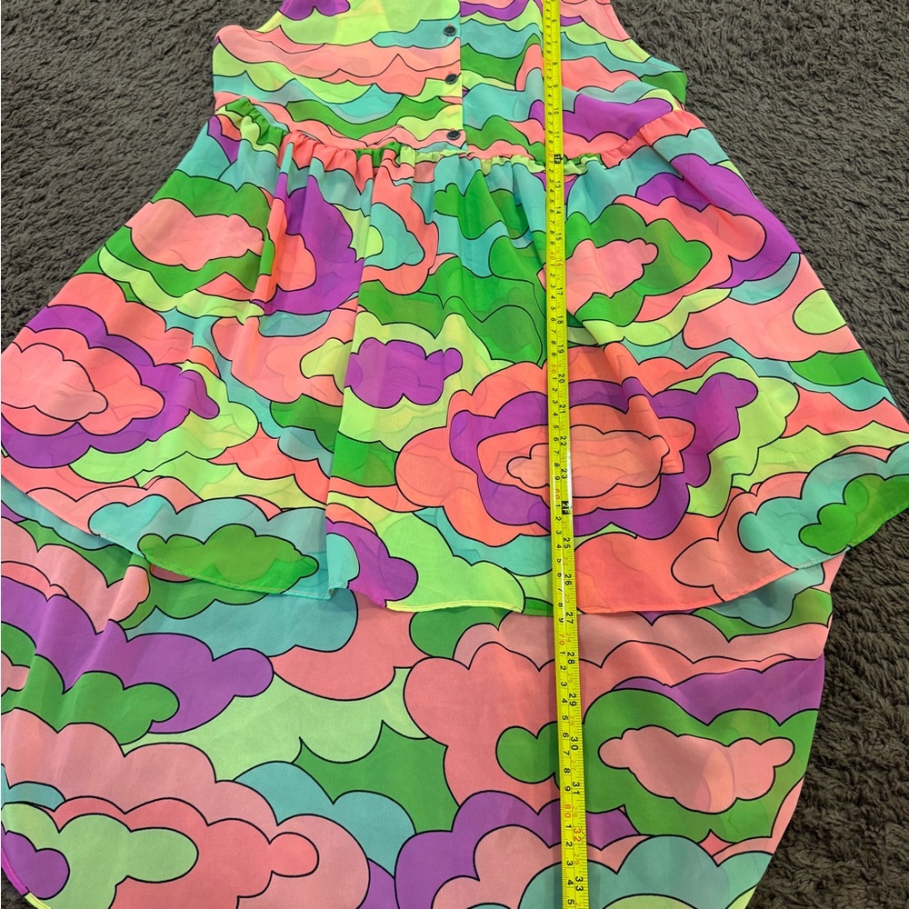2 FOR $20 Nanette Lepore L’amour Neon Clouds High Low Blouse Top Semi Sheer M - Picture 7 of 8